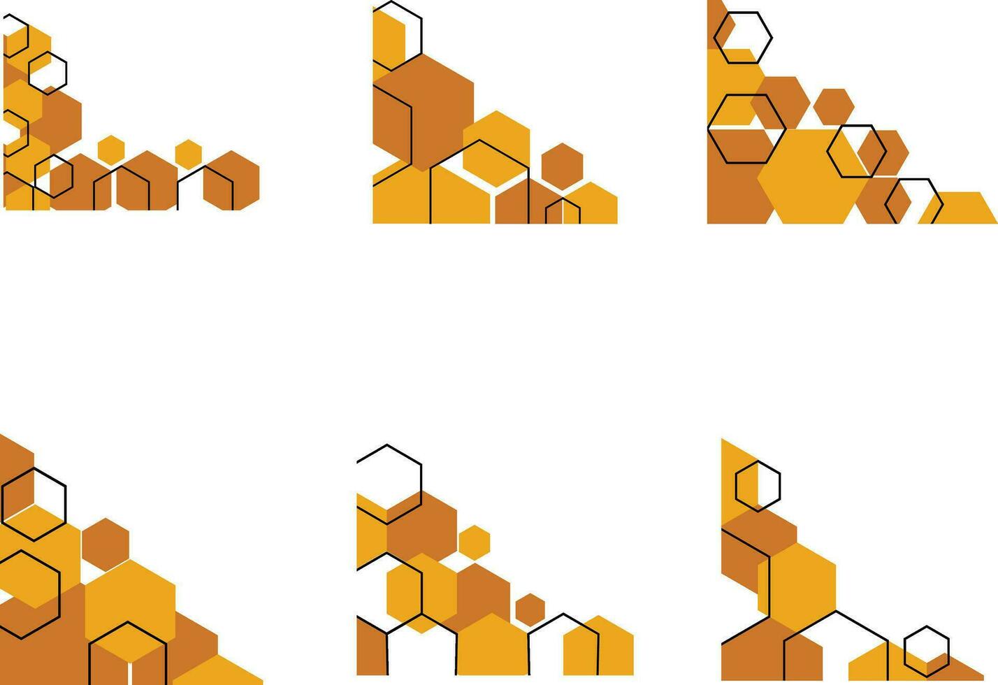 hexagonal canto forma com na moda Projeto. vetor ilustração definir.