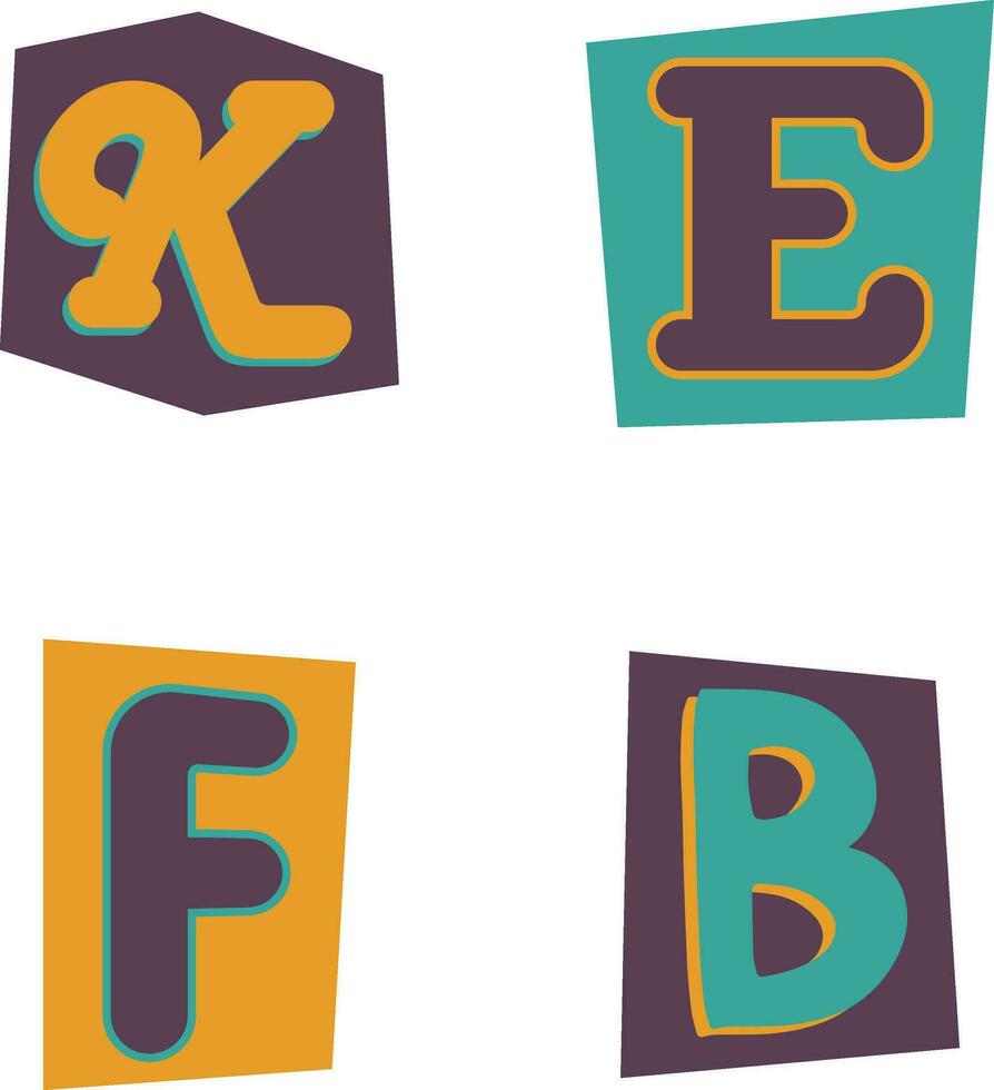 resgate Nota cortar alfabeto dentro diferente tipo de letra. isolado vetor definir.
