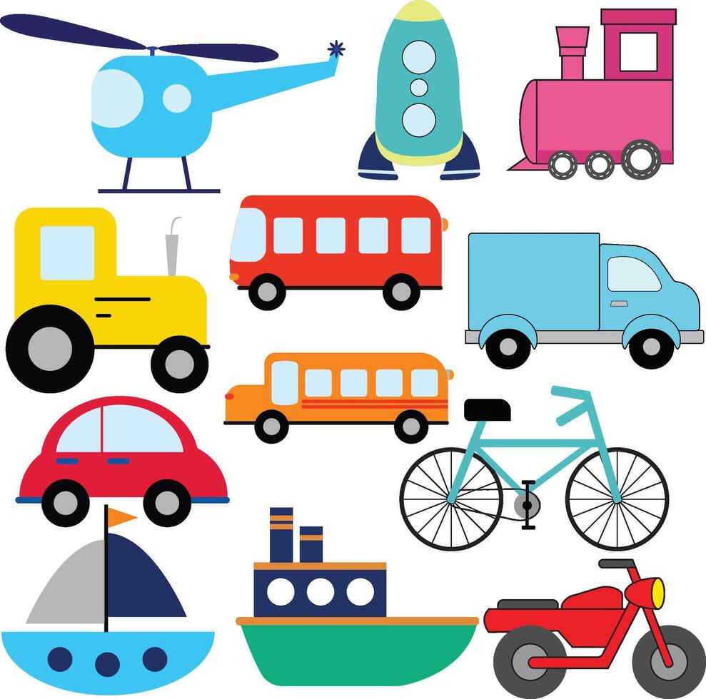 todos transporte veículo clipart conjunto vetor