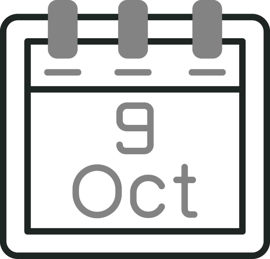 Outubro 9 vetor ícone
