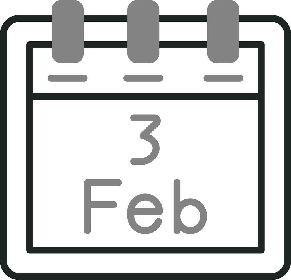 fevereiro 3 vetor ícone