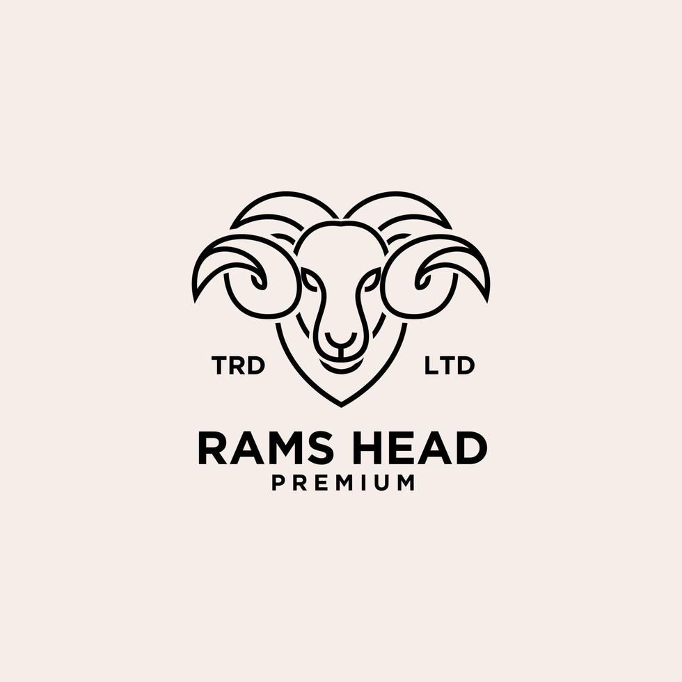 logotipo premium vintage ram head line vetor