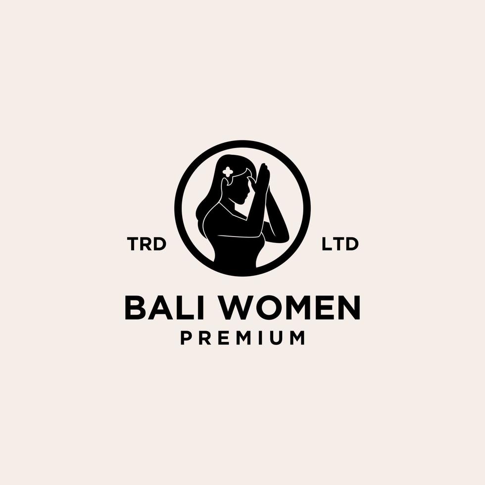 mulheres bali rezando logotipo premium vintage vetor