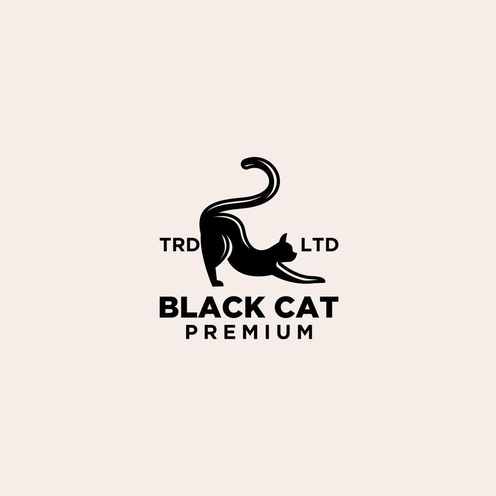 logotipo premium vintage de gato preto vetor