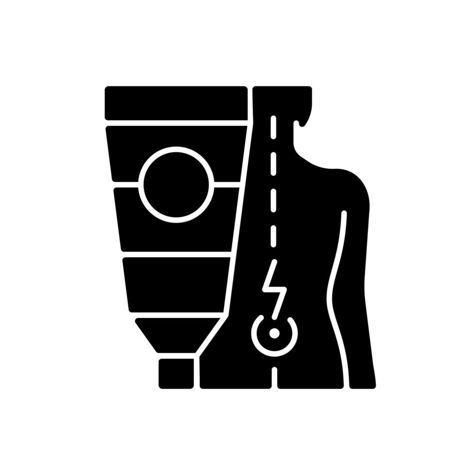 ícone de glifo preto de pomada para dor nas costas vetor