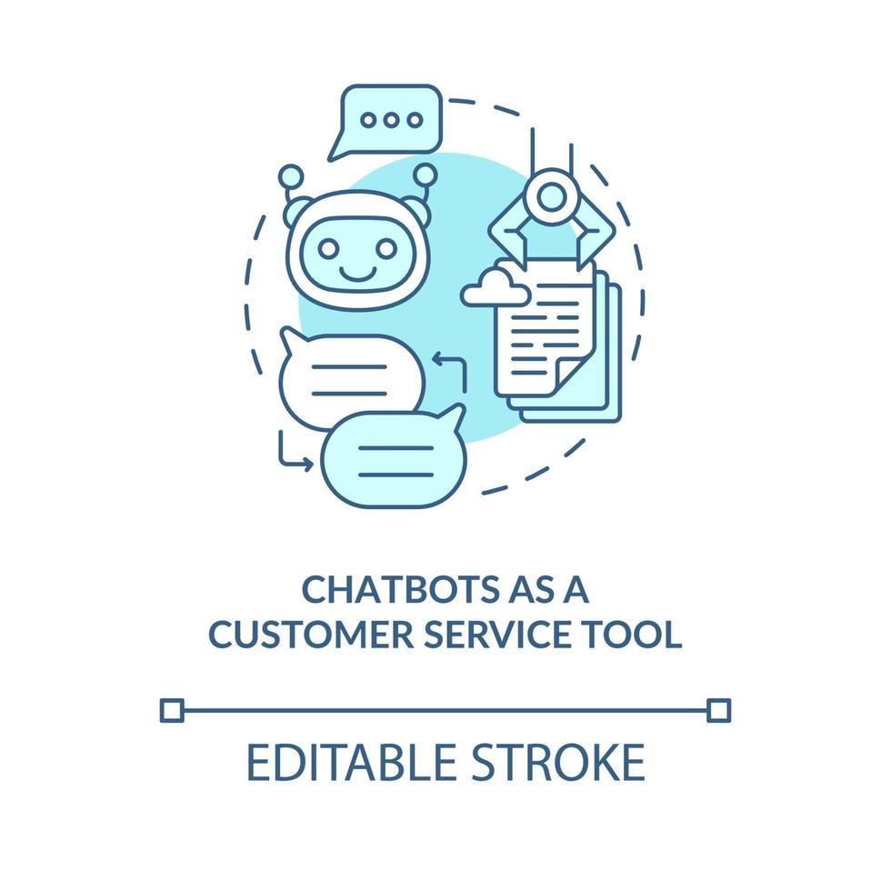 chatbot como ícone de conceito azul da ferramenta de atendimento ao cliente vetor