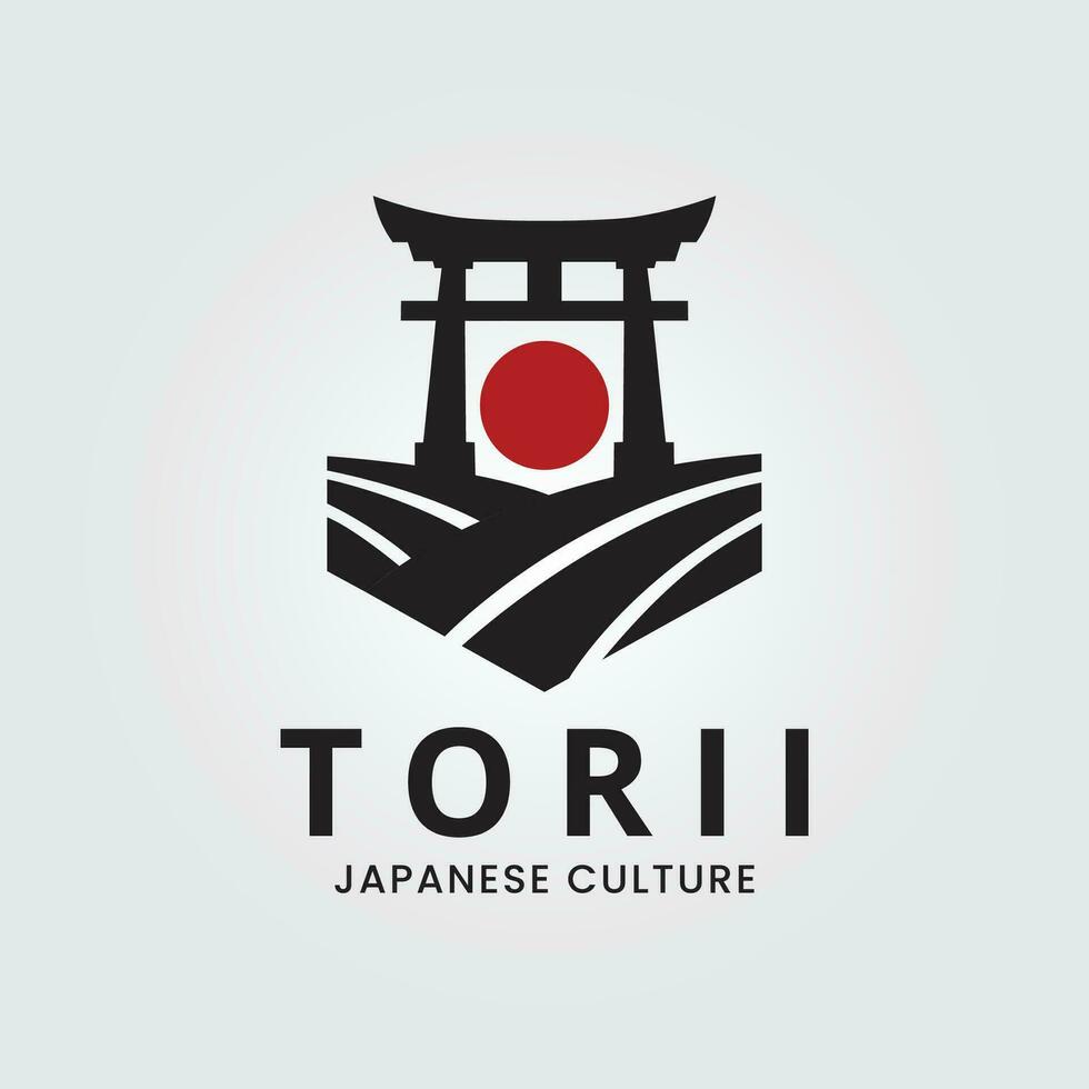 torii portão com reluzente logotipo vetor símbolo ilustração Projeto
