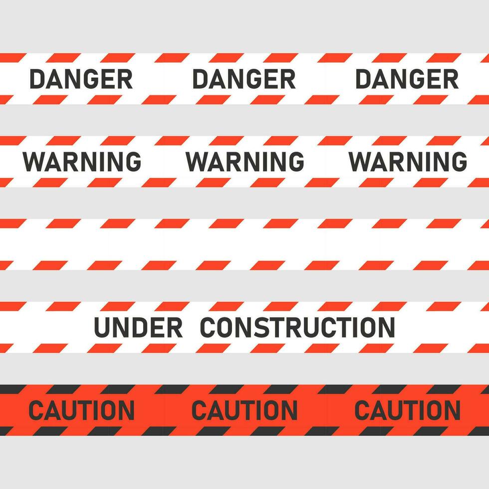 vermelho Cuidado desatado fita. priorizando segurança restrito acesso, construção zona, Atenção sinais. plano vetor ilustração.
