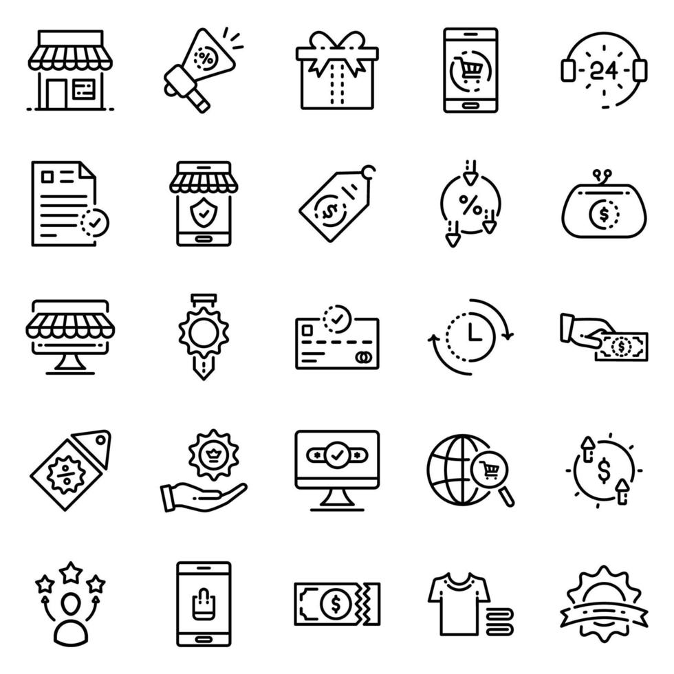 conjunto de ícones de comércio eletrônico - ilustração vetorial. vetor
