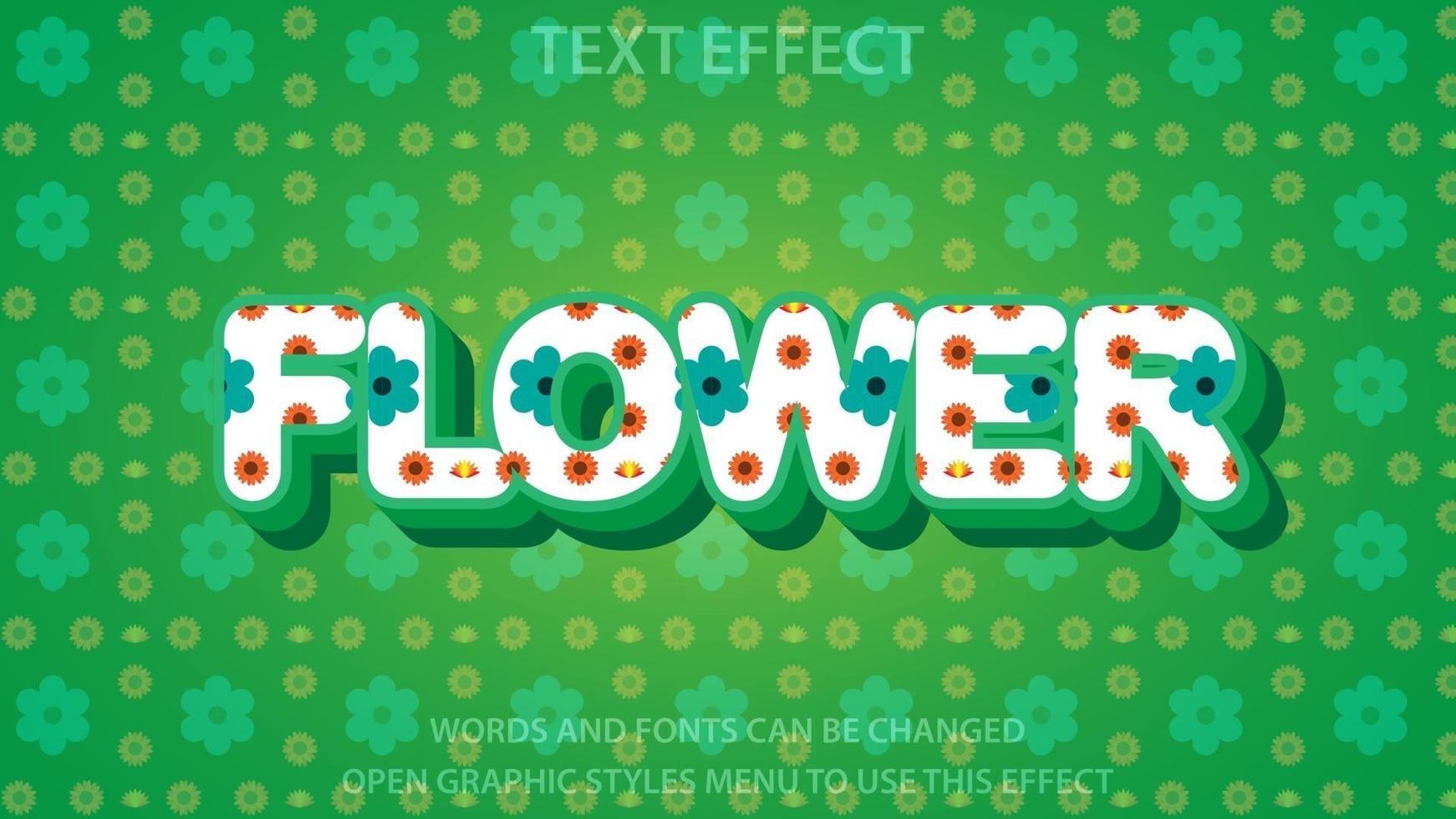 modelo de efeito de texto de flor. editável. eps 10 vetor