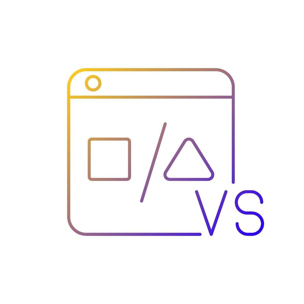 ícone de vetor linear gradiente de plataformas de comparação