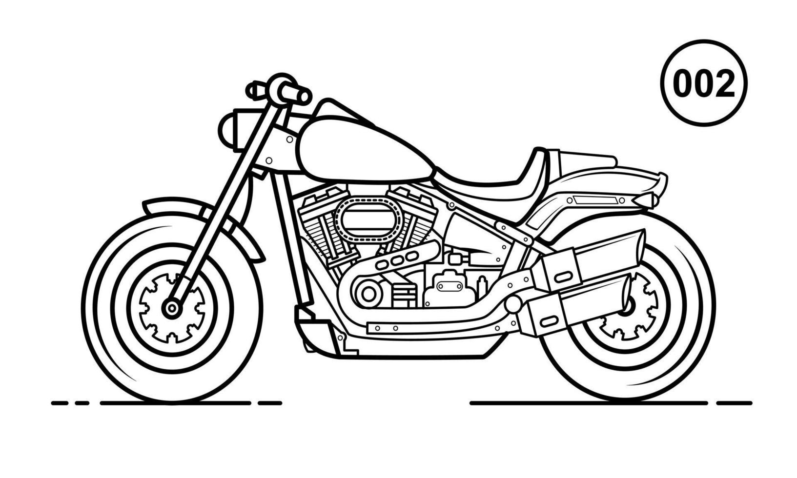 desenho de contorno de motocicleta para desenho de livro estilo 002 vetor