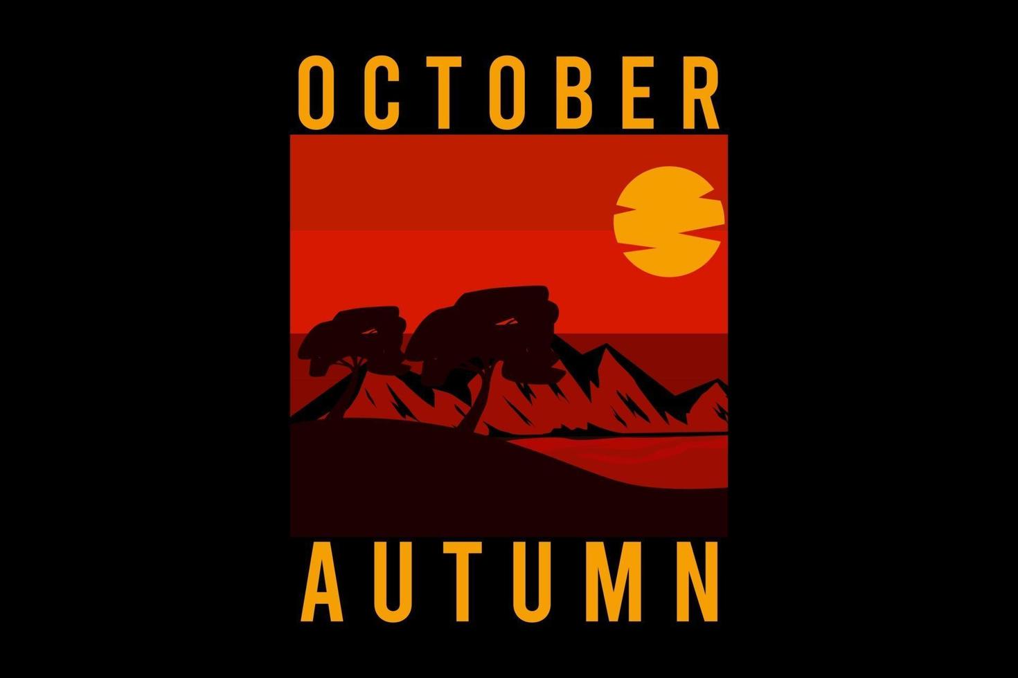 outubro outono silhueta retro design vetor