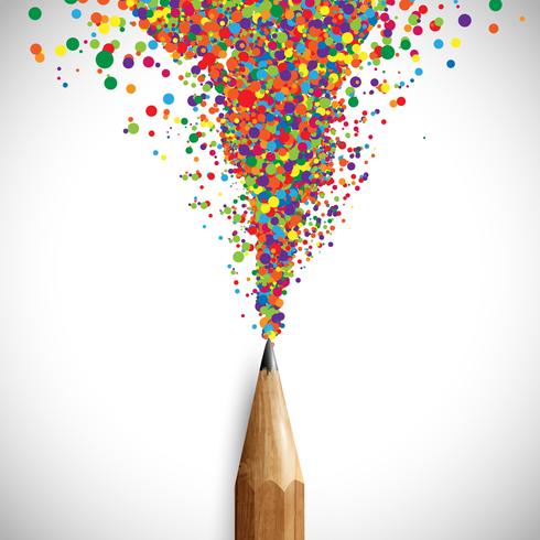 Um lápis com formas coloridas, vetor