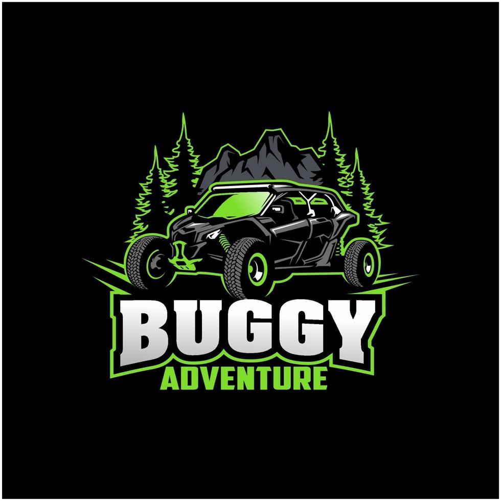 aventura off-road buggy atv utv para camiseta com banner ou logotipo vetor