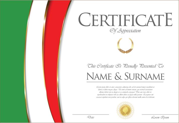Certificado ou diploma design de bandeira de Itália vetor