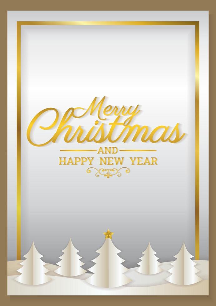 Feliz Natal Árvore de Natal Branco Cartão Arte Vetor