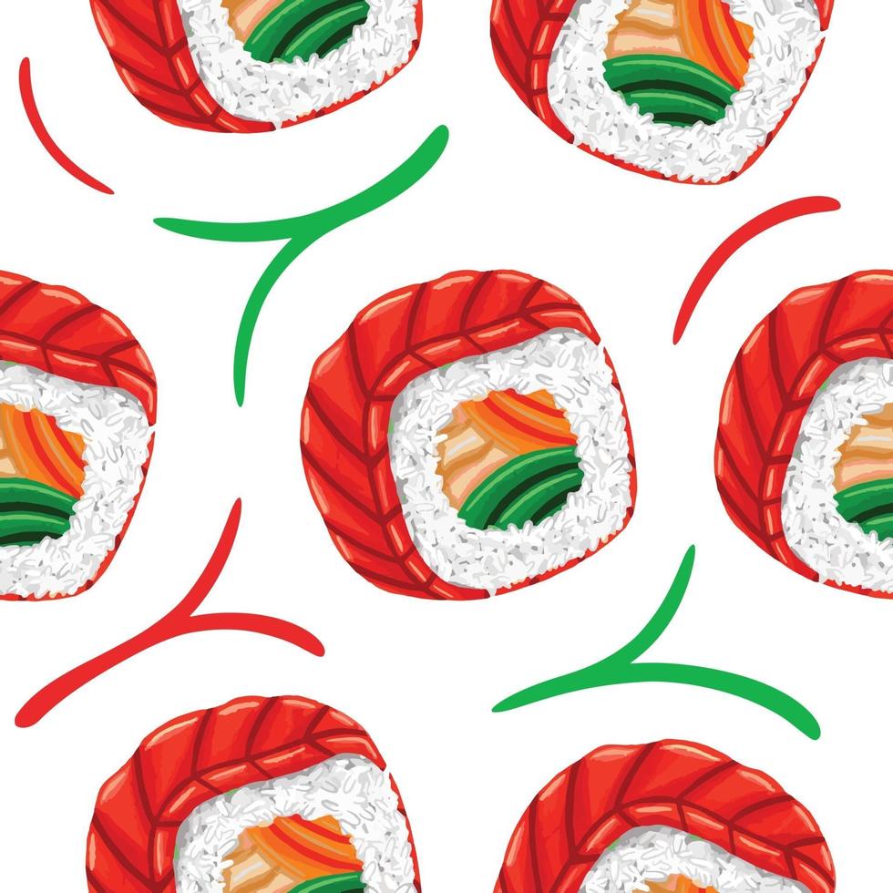 padrão sem emenda de sushi em estilo design plano vetor