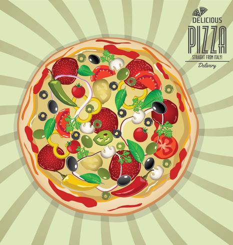 Design retrô de fundo de pizza vetor
