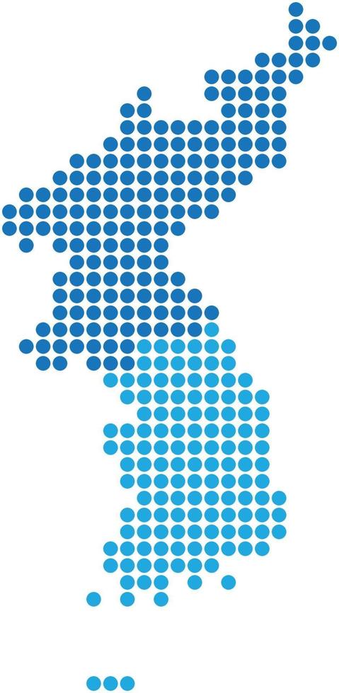 forma de círculo azul mapa das coreias do norte e sul em fundo branco vetor