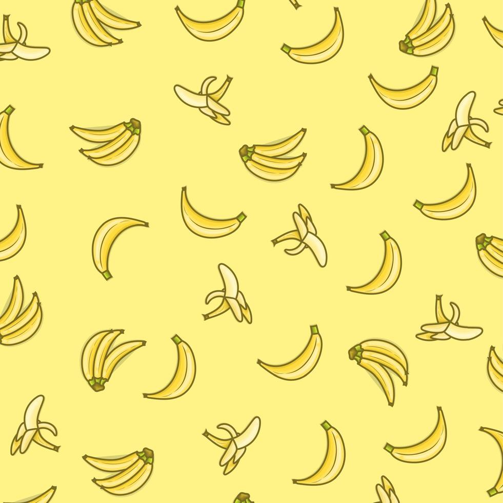 banana sem costura padrão amarelo. fundo padrão de banana fofo vetor