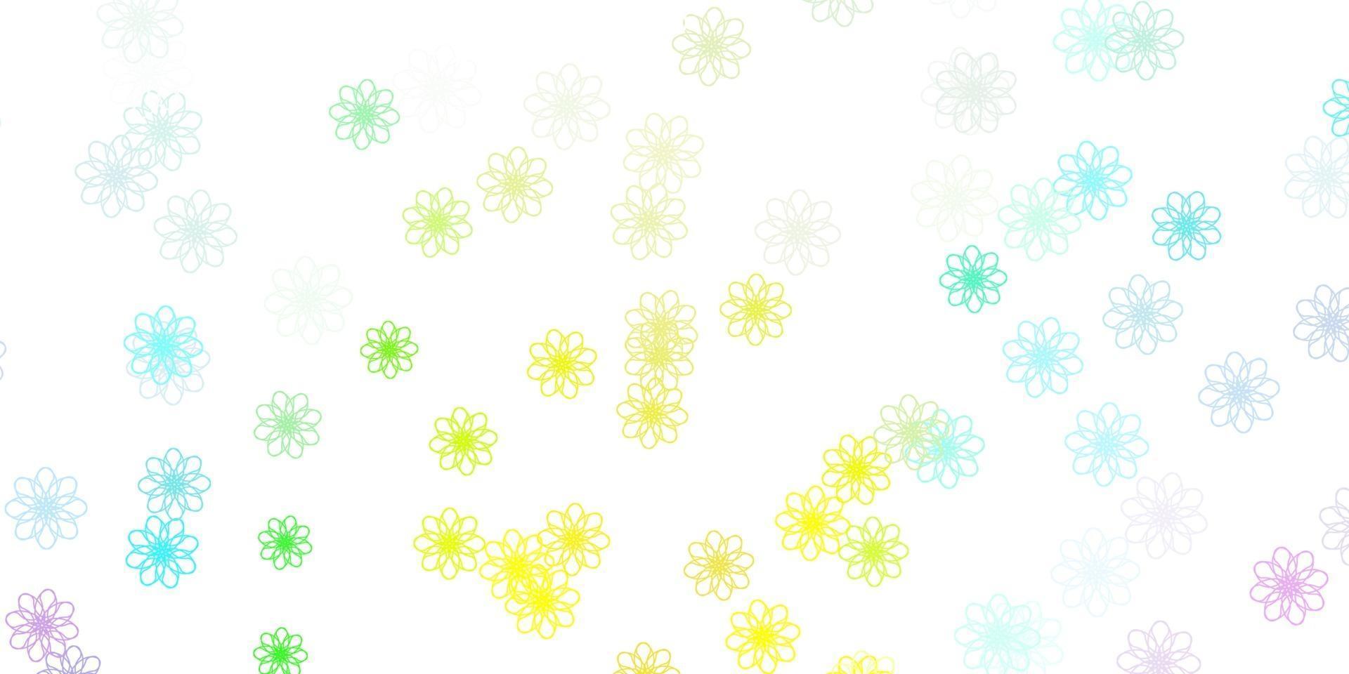 modelo de doodle de vetor multicolor luz com flores.
