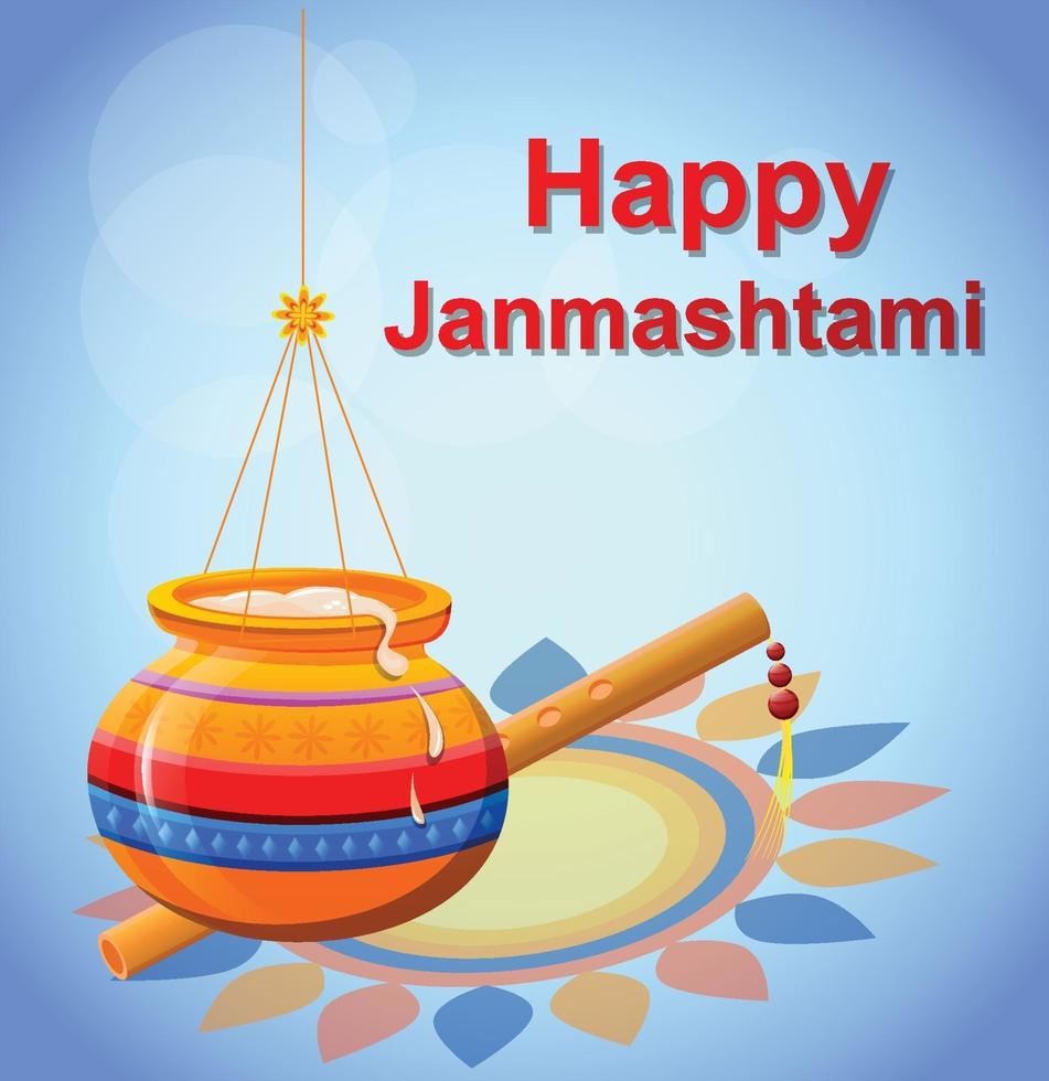 feliz Krishna janmashtami. vetor