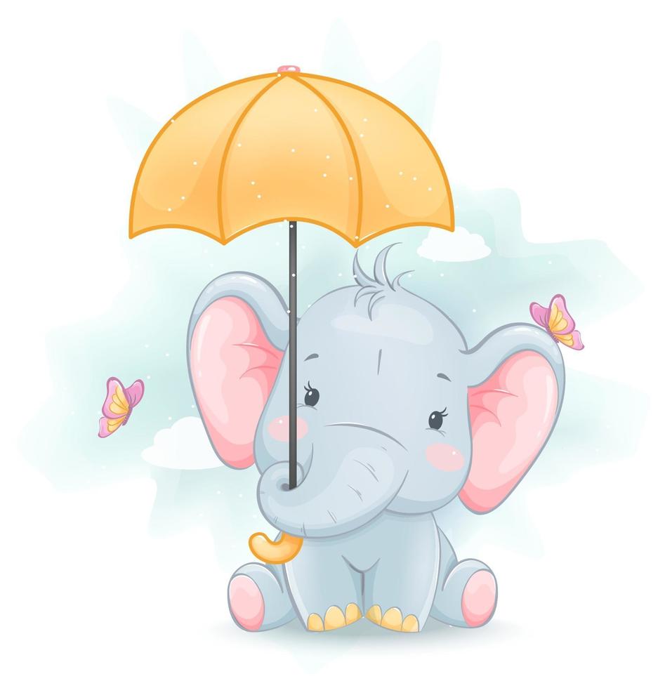 elefante pequeno fofo. personagem de desenho animado vetor