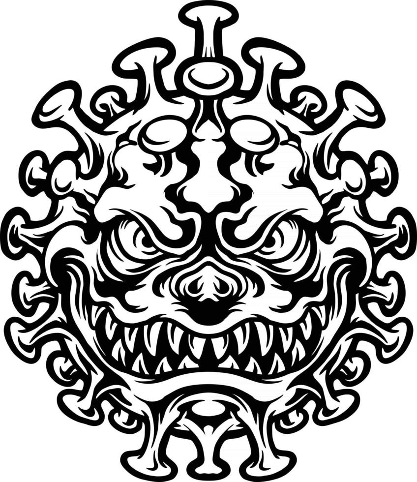 mascote zangado covid silhueta 19 vetor