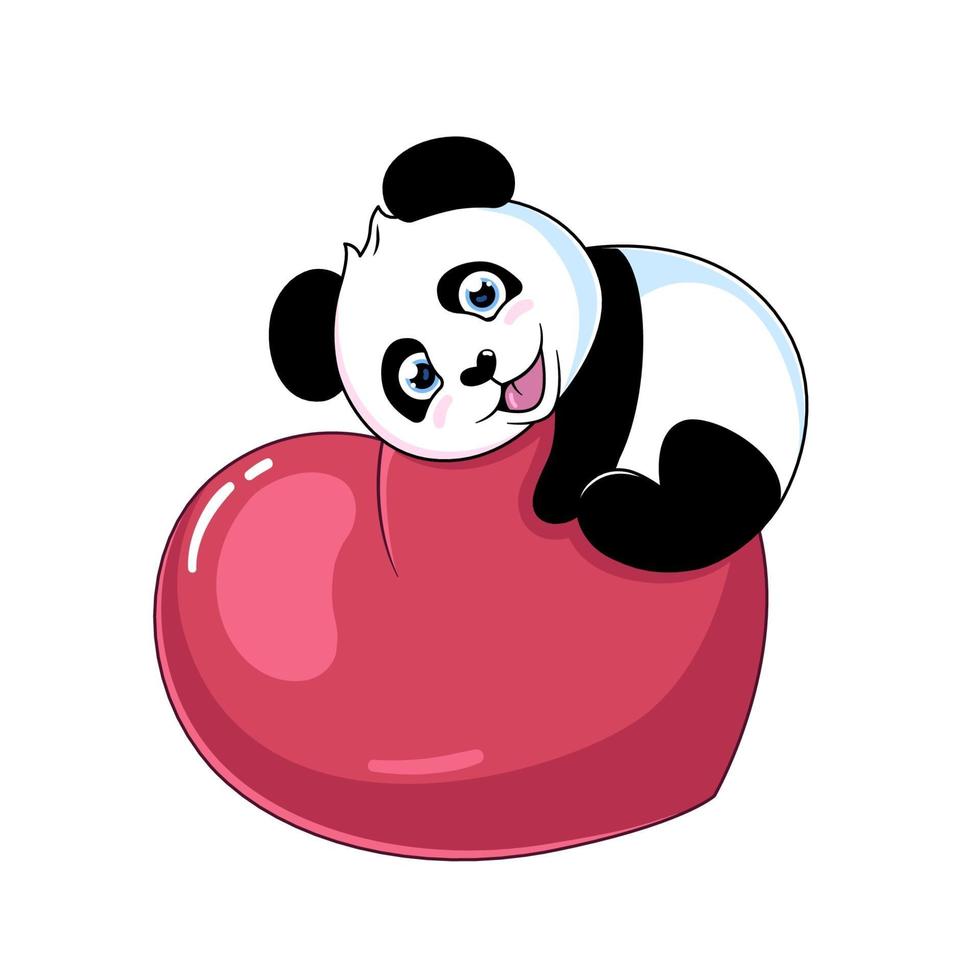 panda com coração vetor