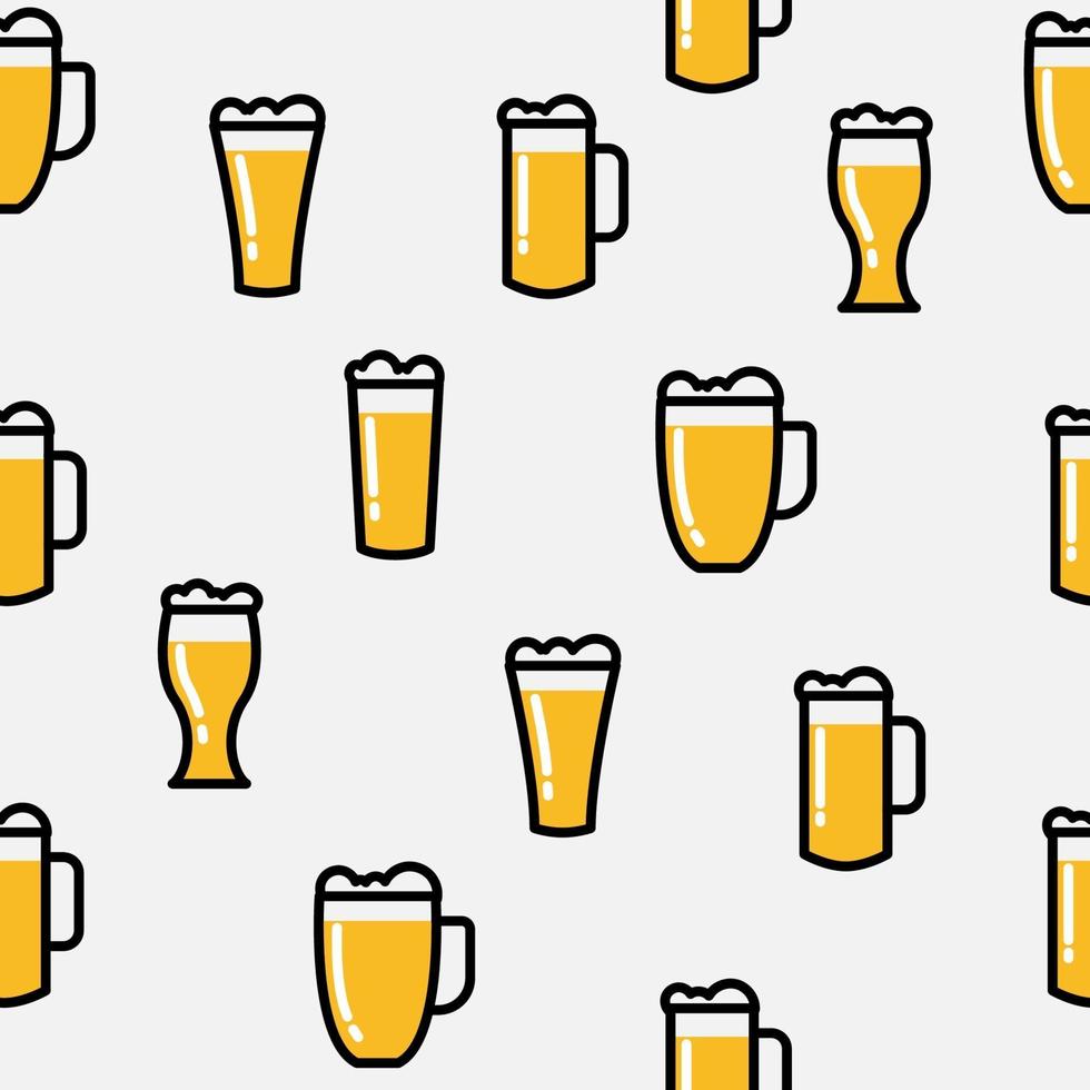 padrão de fundo sem emenda do ícone de copo de cerveja, ilustração vetorial vetor