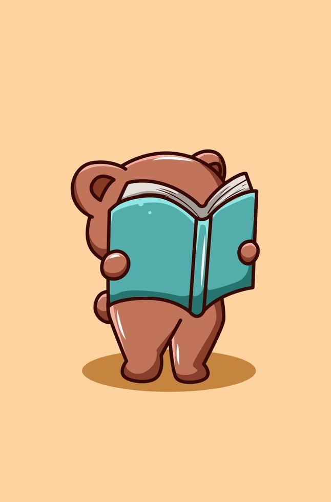 um urso fofo está lendo um livro vetor