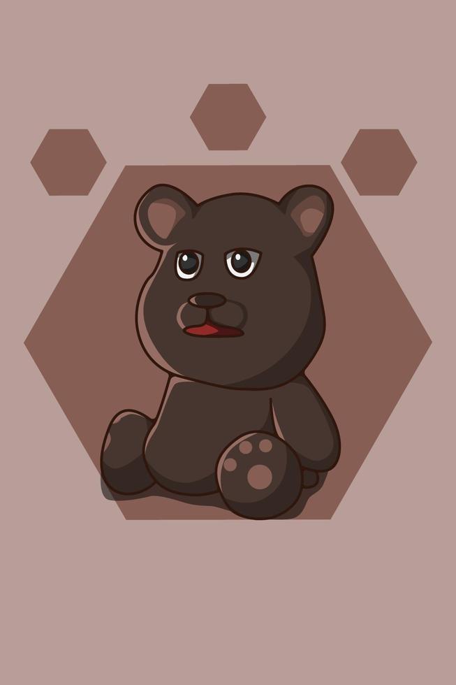 ilustração de desenho animado de urso confuso vetor