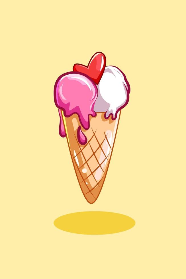 desenho de mão de sorvete doce vetor