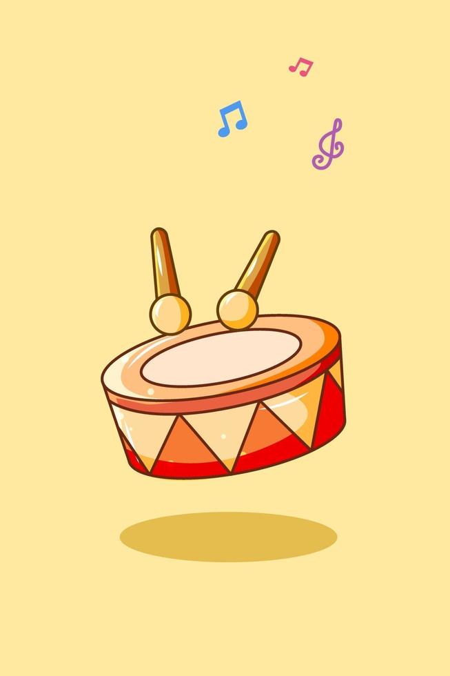 ilustração dos desenhos animados do ícone do instrumento musical de bateria vetor