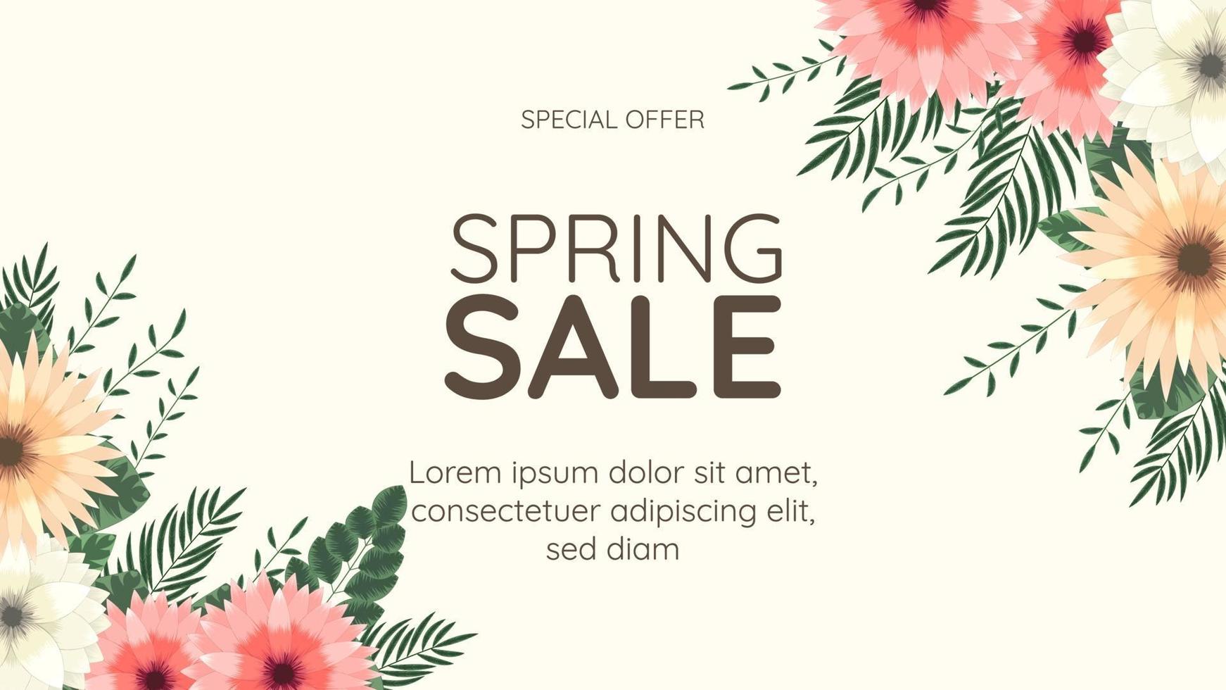 modelo de cartão de moldura de venda de primavera de borda floral para fundo da web vetor