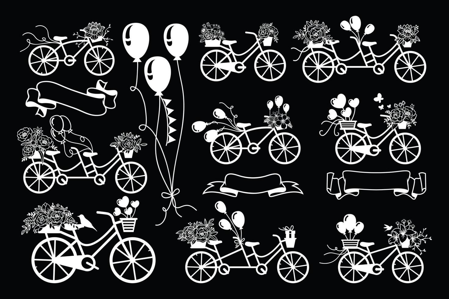 bicicleta vintage com coleção floral vetor