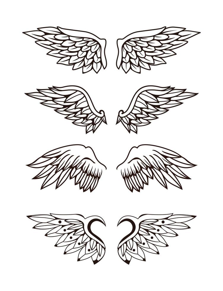 ilustração de conjunto de coleta de asas vetor