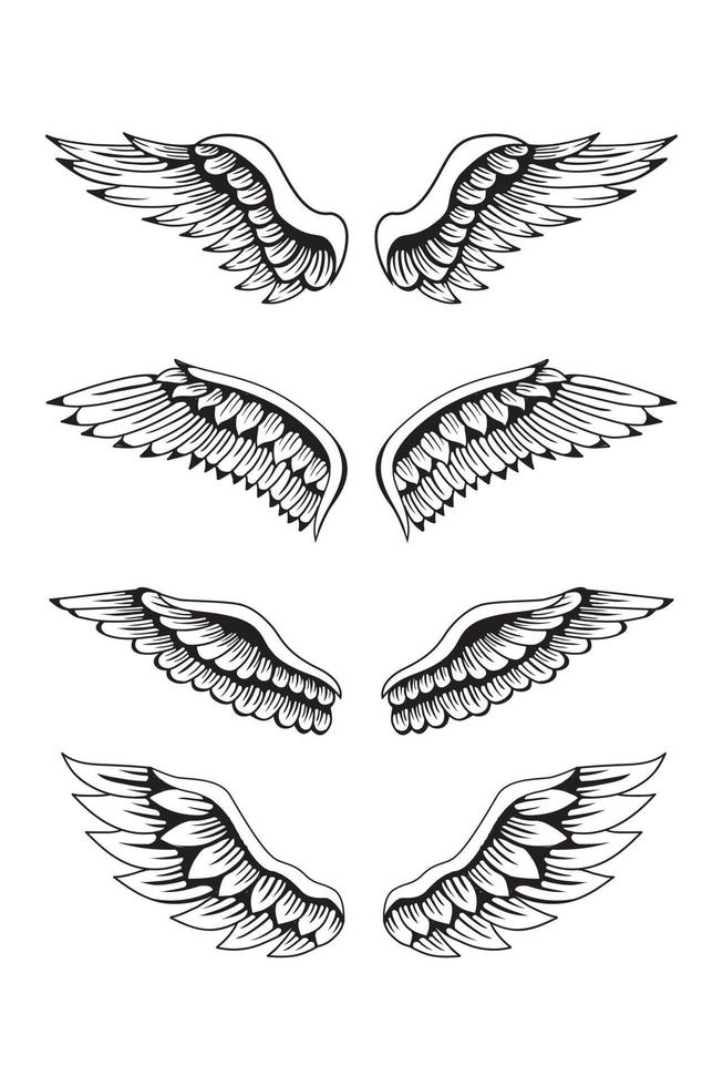 ilustração de conjunto de coleta de asas vetor