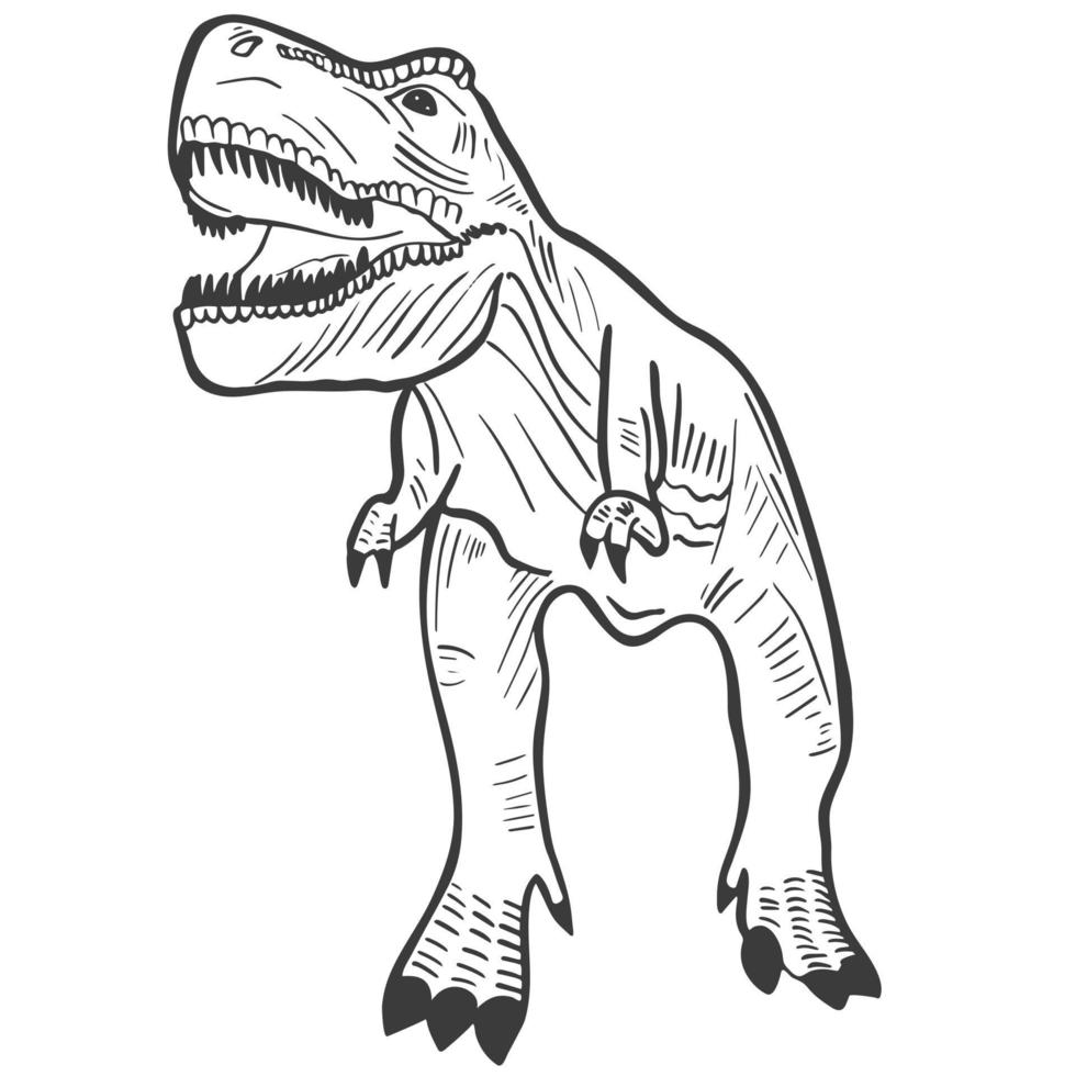 ilustração em vetor dinossauro tirex gravada à mão