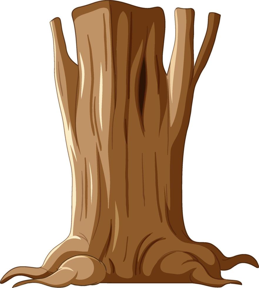tronco de árvore e raízes isoladas vetor