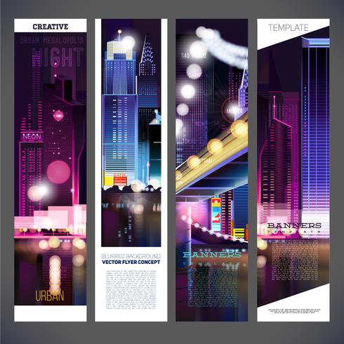 Banners urbanas noite cidade vector design de modelo