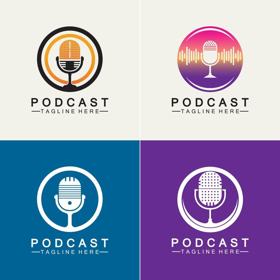 modelo de ilustração de design de ícone de vetor de podcast