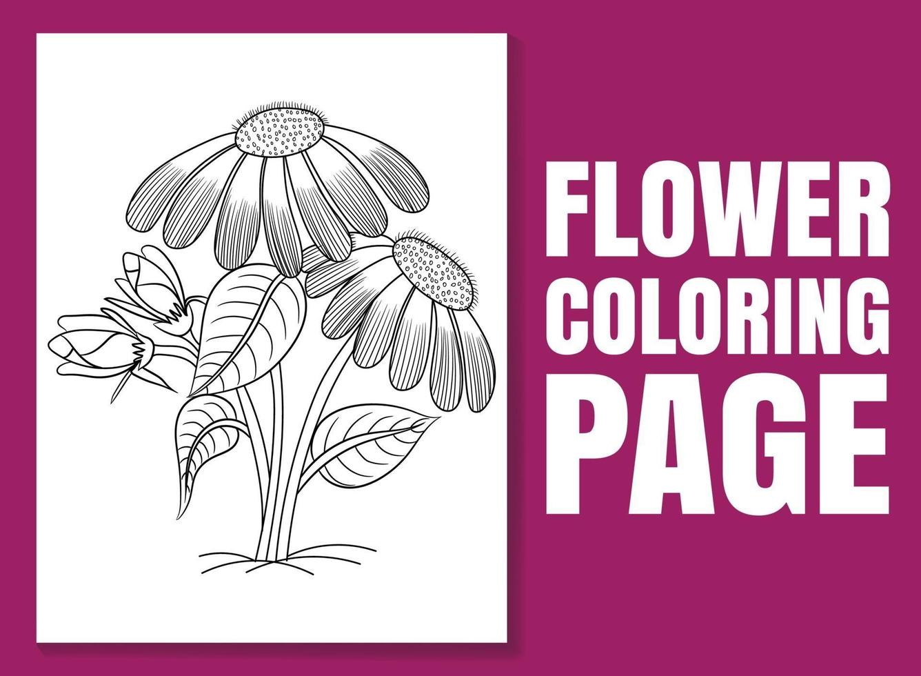 página para colorir de flores para adultos e crianças. ilustração desenhada à mão vetor