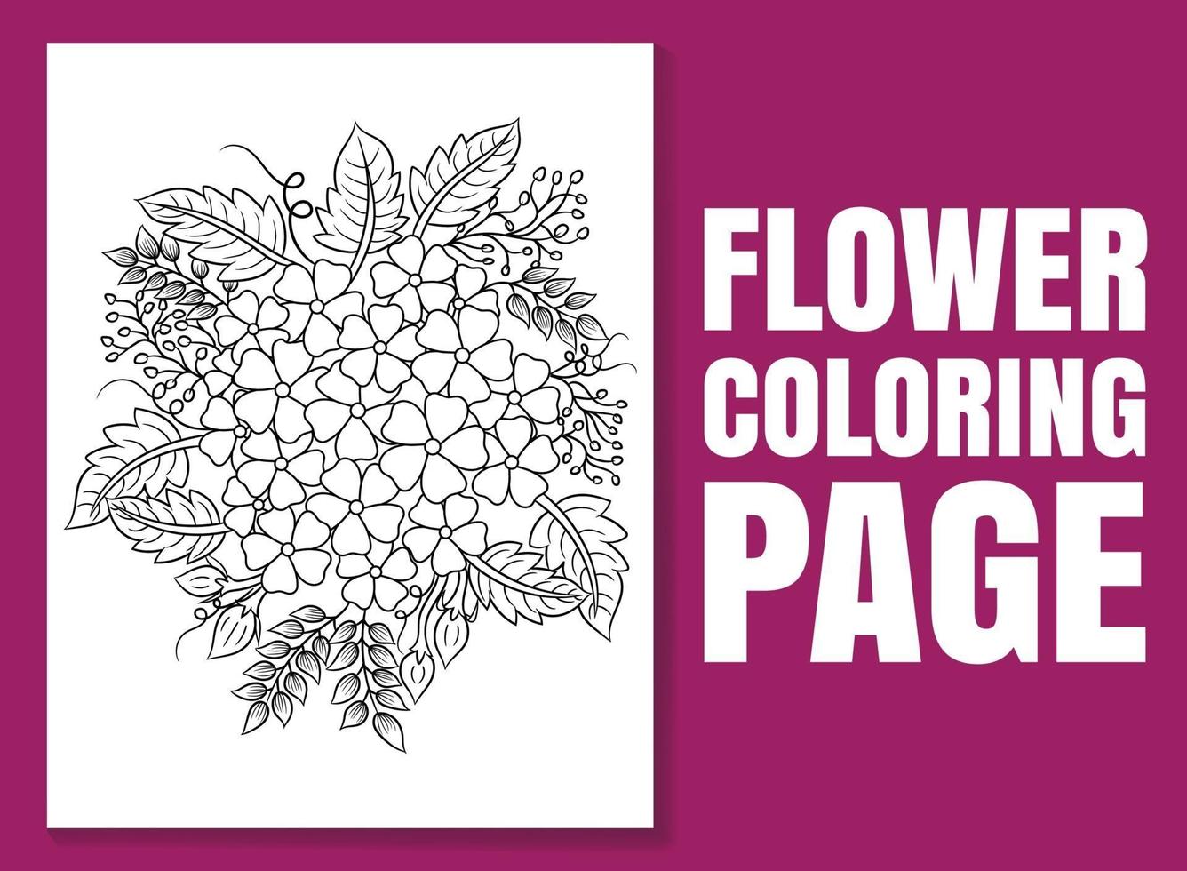 página para colorir de flores para adultos e crianças. livro para colorir de flores. vetor