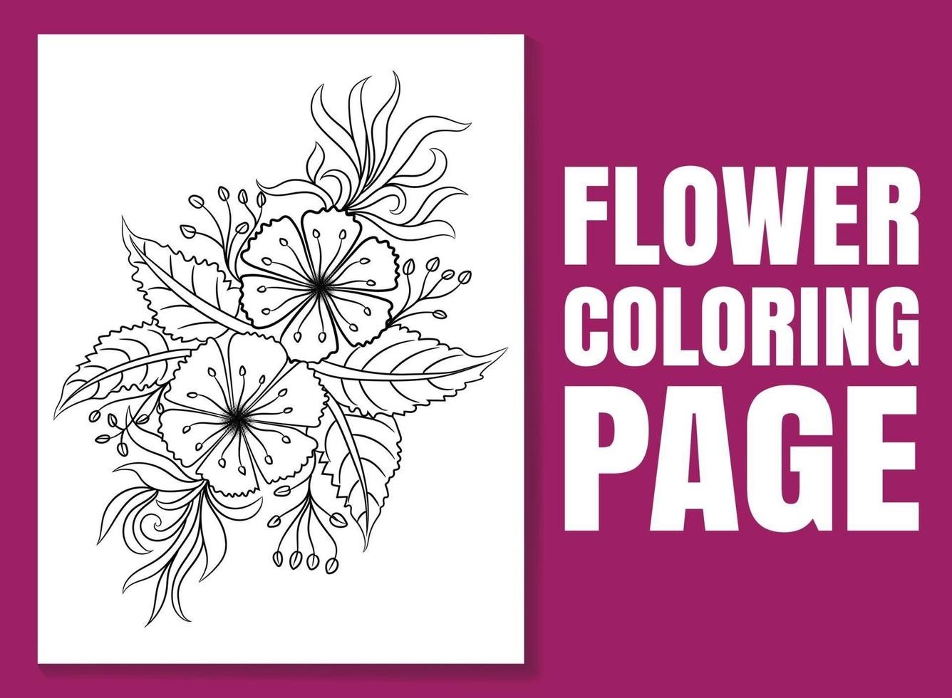 página para colorir de flores para adultos e crianças. livro para colorir de flores. vetor