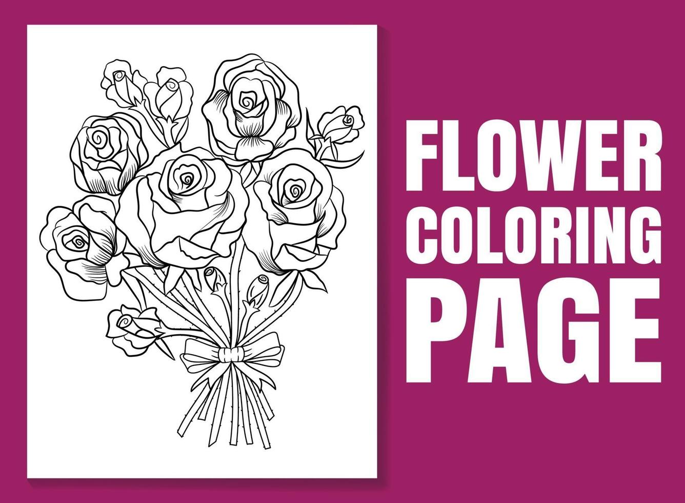 página para colorir de flores para adultos e crianças. livro para colorir de flores. vetor