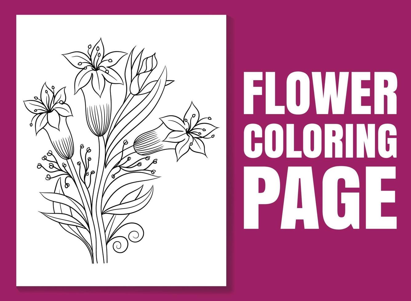 página para colorir de flores para adultos e crianças. livro para colorir de flores. vetor