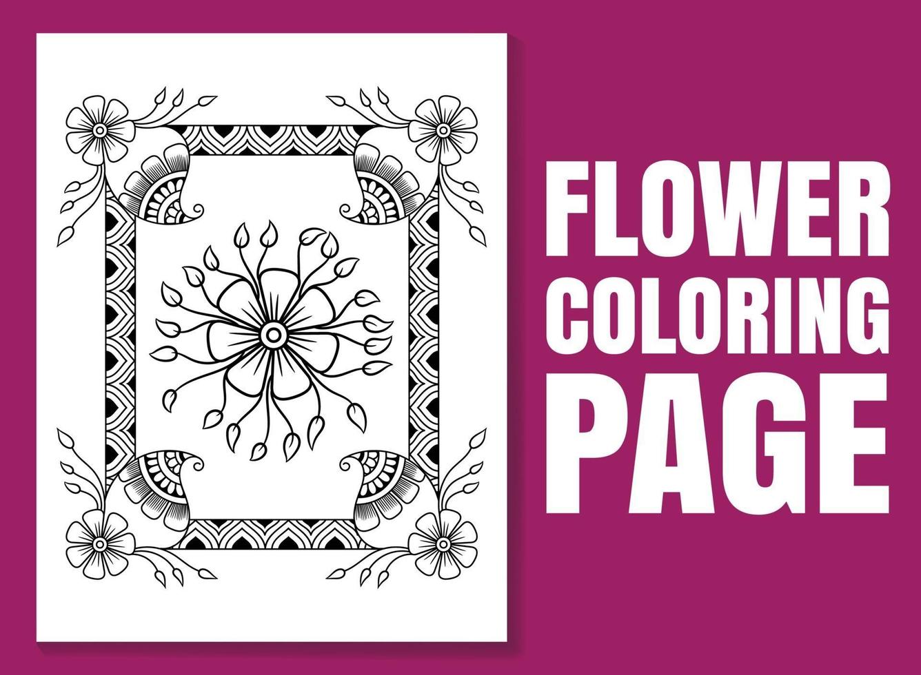 página para colorir de flores. livro para colorir de flores. vetor