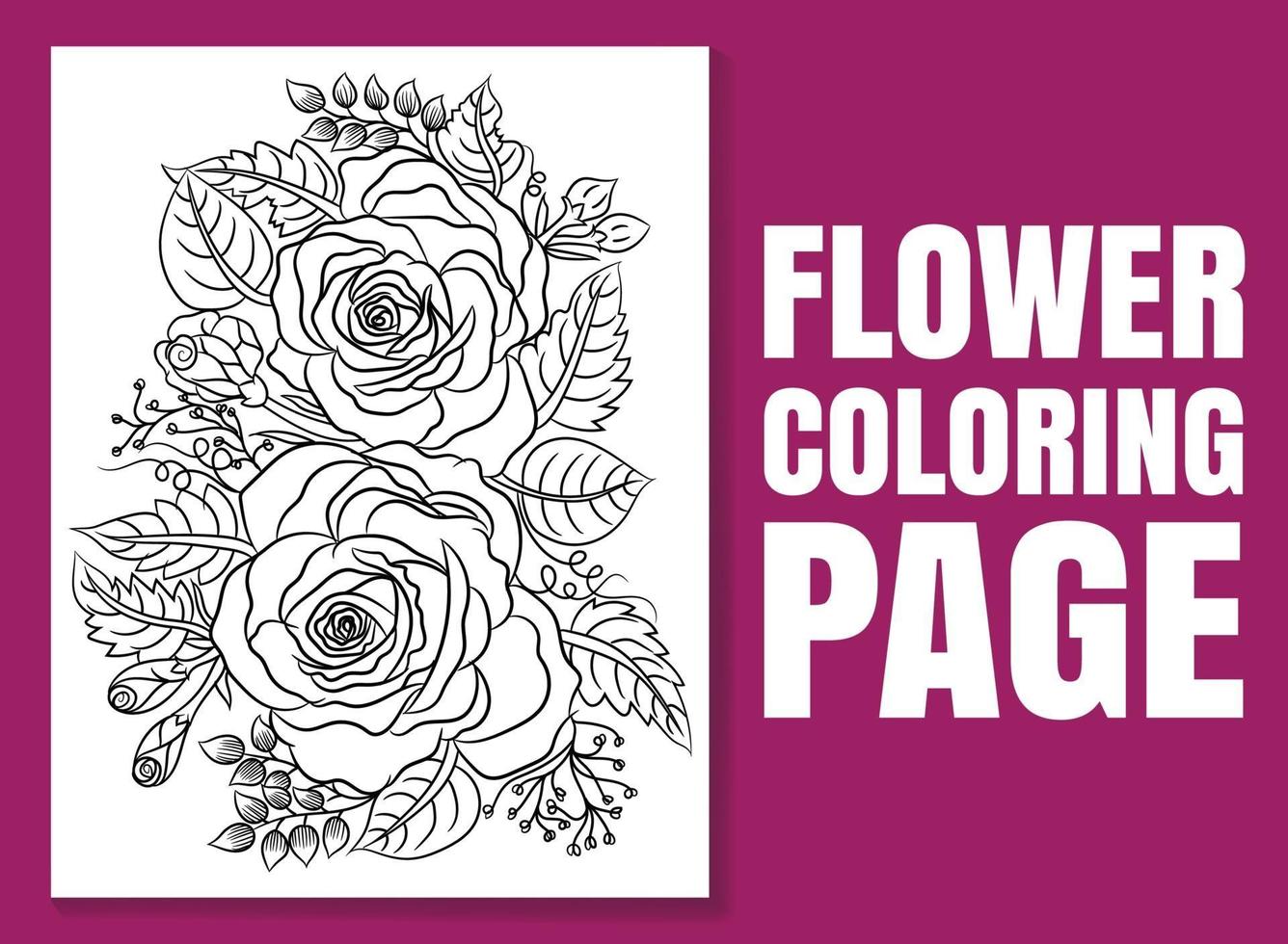 página para colorir de flores. livro para colorir de flores. vetor